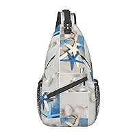Starfish And Lighthouse Cross Chest Bag Diagonally Travel Backpack, Light Travel, Hiking Single Shoulder Bag