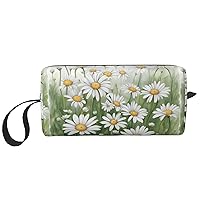 BREAUX White Daisy Printed Portable Cosmetic Bag Zipper Pouch Travel Cosmetic Bag, Daily Storage Bag