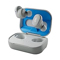 Skullcandy Grind In-Ear Wireless Earbuds, 40 Hr Battery, Skull-iQ, Alexa Enabled, Microphone, Works with iPhone Android and Bluetooth Devices - Light Grey/Blue
