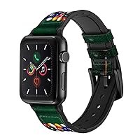 CA0252 Billiard Pool Leather & Silicone Smart Watch Band Strap for Apple Watch iWatch Size 42mm/44mm/45mm