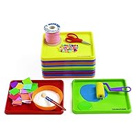 Colorations set of 12 Kids Activity Plastic Trays, Rainbow of Colors, Arts and Crafts Organizer Tray, Serving Tray, Great for Crafts, Beads, Water Beads, Paint, Toys, building blocks (Item # MTRAY)