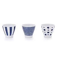 西海陶器(Saikaitoki) Saikai Pottery Indigo Indigo Ball Lightweight Cup (3 Patterns) Indigo, White