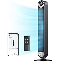 Dreo Smart Tower Fans for Home, 90° Oscillating Fan Bedroom Indoors, Voice Control Floor with 12H Timer, 42 Inch Quiet Bladeless Standing LED Display, 9 Speeds, Work Alexa/Google