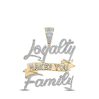 10K Yellow Gold Mens Diamond Loyalty Makes You Family Charm Pendant 1-5/8 Ctw.