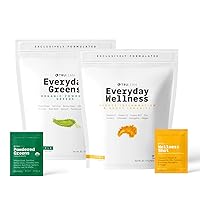 Everyday Greens & Wellness Bundle - 1000mg Vitamin C, All Natural Turmeric and Ginger & Daily Organic Powdered Vegetable Superfood Supplement