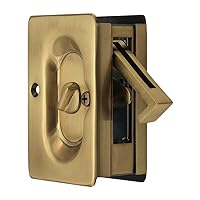 Emtek Pocket Door Privacy Lock Set, Antique Brass