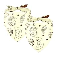 2 Packs Dog Bandana Lightweight Breathable Adjustable Square Scarf for Dogs Cats Small Medium Large Pet, Soup Dumplings Noodles Bread