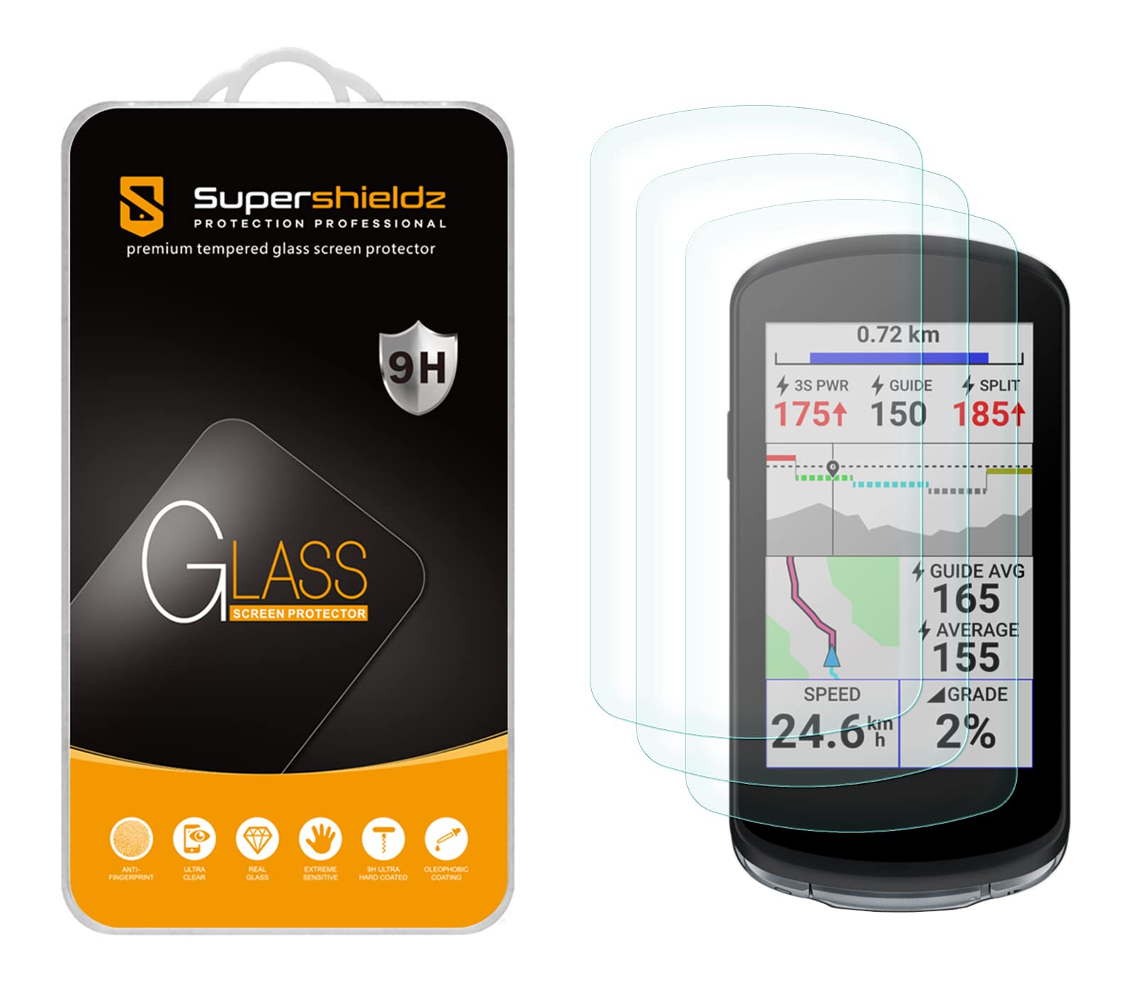 Supershieldz (3 Pack) Designed for Garmin Edge 1040 and Edge 1040 Solar Tempered Glass Screen Protector, Anti Scratch, Bubble Free
