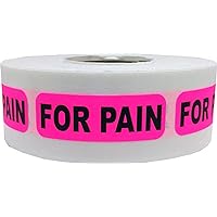 Fluorescent Pink with Black for Pain Medical Healthcare Stickers, 0.5 x 1.5 Inches in Size, 500 Labels on a Roll