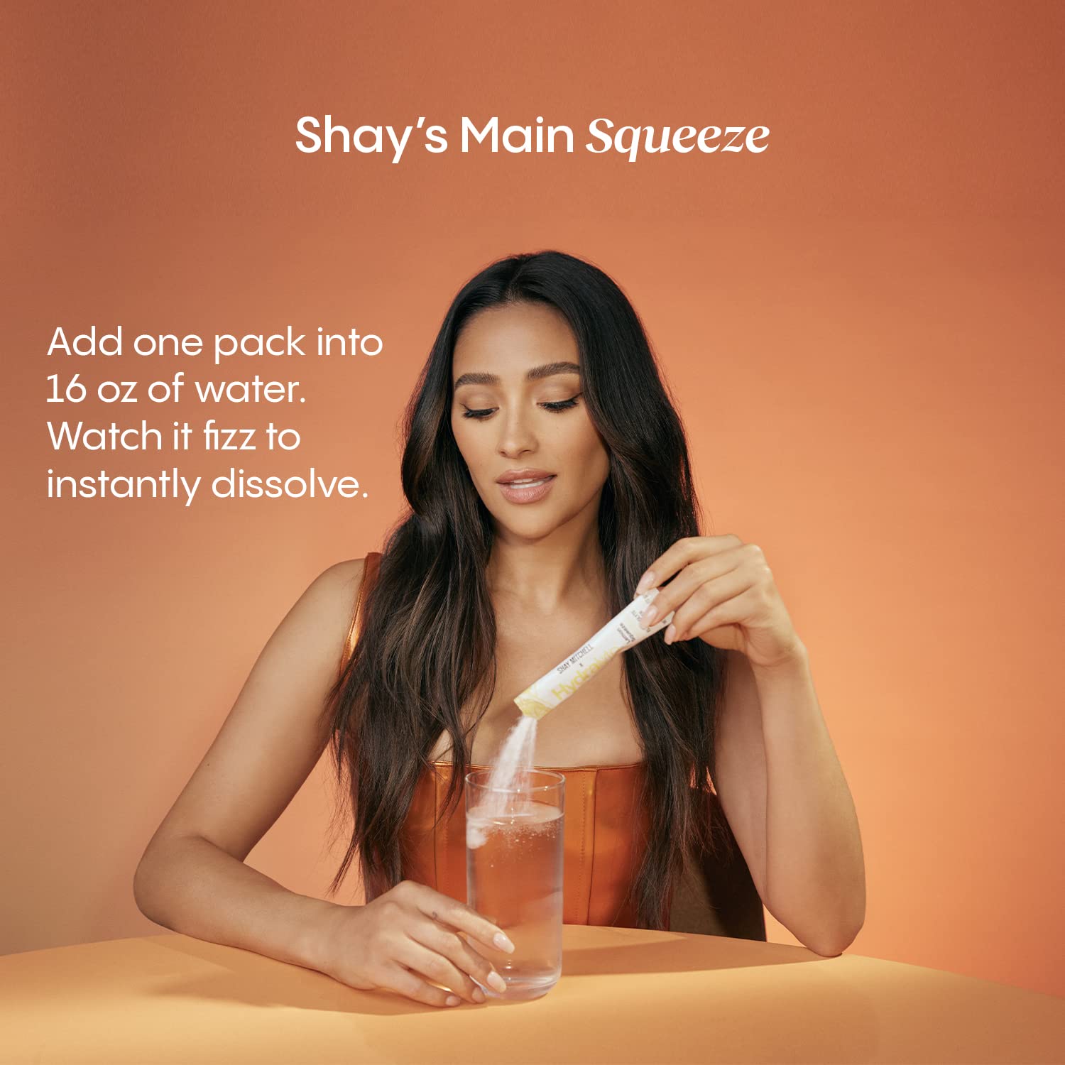 Shay Mitchell HydraLyte Low Sugar Rapid Rehydration - Lightly Sparkling Electrolyte Powder Packets, Lemon Squeeze | Travel Essential - Workout Essential - Recovery Powder (18 Count)