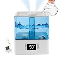 6L Humidifiers for Bedroom Large Room, Cool and Warm Mist Humidifiers for Nursery & Plants, Mist Top Fill Desk Humidifiers Essential Oil Diffuser with Adjustable Mist,360°Nozzle,Auto Shut-Off-BW