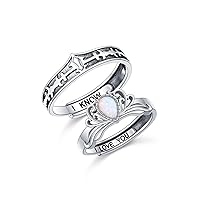 S925 Sterling Silver Couple Rings Set Adjustable Matching Rings Engagement Promise Wedding Gift for Couples Wife Husband