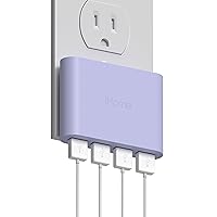 iHome Slim USB Wall Charger: AC Pro Multiport USB Charger, USB Plug Adapter & Phone Charging Block, 4 USB Plugs for Wall Outlet, Flat 4 Port USB Charger & USB Wall Adapter