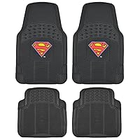 Superman Rubber Car Floor Mats 4 PC Front Heavy Duty All Weather Protection - Trimmable To fit