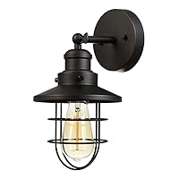 Globe Electric 59123 1-Light Wall Sconce, Dark Bronze, Removable Cage Shade, Wall Lighting, Wall Lamp Dimmable, Wall Lights for Bedroom, Kitchen Sconces Wall Lighting, Home Décor, Bulb Not Included