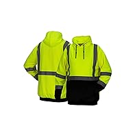 Pyramex RSSH3210 Tall Series Hi Vis Lime Sweatshirt Hoodie with Black Bottom XLarge