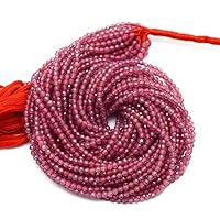 Natural Ruby Gemstone 2mm-2.5mm Micro Faceted Rondelle Beads | 13inch Strand | AAA+ Red Ruby Precious Gemstone Faceted Loose Beads for Jewelry A-1-453 (Pack of 5)