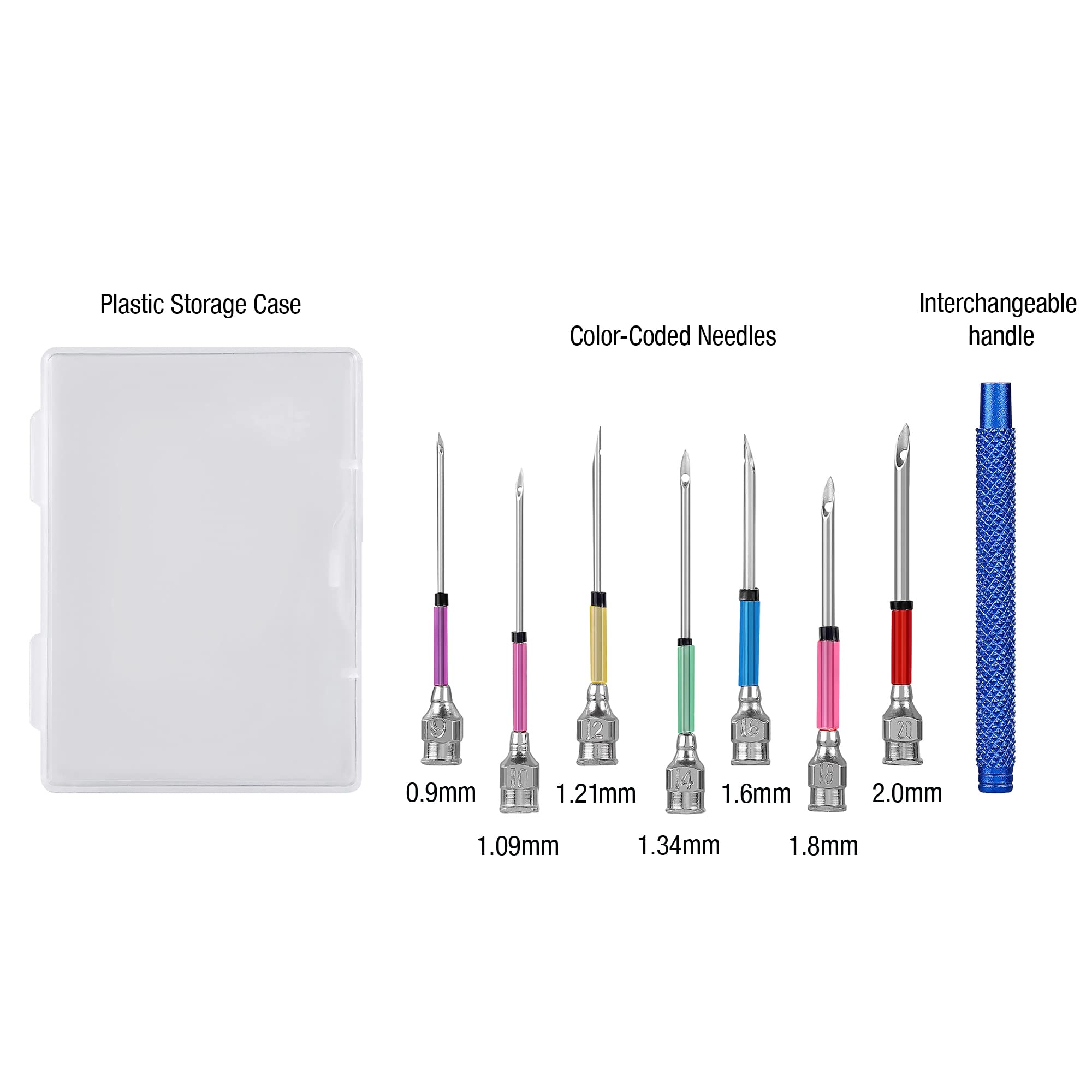 SINGER 8 Piece Punch Needle Embroidery Kit with 7 Assorted Size Punch Needle Heads, Interchangeable Handle, and Punch Needle Storage Case