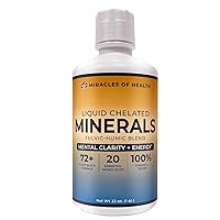 Miracles of Health Liquid Chelated Minerals | 72 Major and Minor Trace Minerals with Essential Amino Acids | Fast absorption plant-based mineral drink | Fast absorption plant-based minerals | 100% Organic Vegan | 1 Month Supply