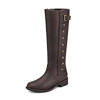 DREAM PAIRS Women's Wide Calf Knee High Boots, Low Stacked Heel Riding Boots