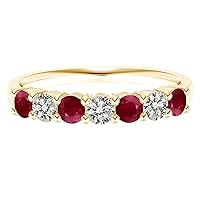 Half Eternity Seven Stone 0.70 Ctw Ruby Gemstone 925 Sterling Silver Stackable Ring