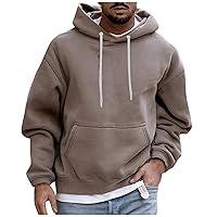 Hoodies for Men Casual Drawstring Pullover Heavyweight Fleece Lined Hoodie Mens Clothes Hooded Sweatshirt