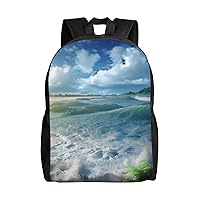 The Sea print Backpacks Waterproof Light Shoulder Bag Casual Daypack For Work Traveling Hiking