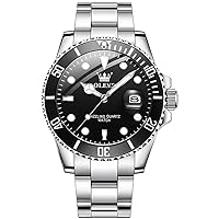 OLEVS Men's Watch, Big Face Stainless Steel Analog Quartz Dress Watch, Luxury Gold Silver Tone Date Display Waterproof Luminous Wrist Watch for Men