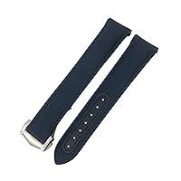 20mm 21mm 19mm Curved End Coated Nylon Fabric Watchband Fit for Omega AT150 GMT GoodPlanet Blue Belt Sport Watch Strap (Color : Blue Blue, Size : 21mm)