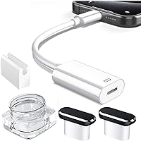 USB C Anti Dust Plug + USB C Headphone Adapter for iPhone 15 Pro Max Plus 3-in-1 MFI Certified Type C to Lightning Adapter USB C Audio Adapter 480Mbps Data Transfer Dongle Charger Cable Adapter