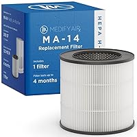 Medify MA-14 Genuine Replacement Filter for Allergens, Smoke, Wildfires, Dust, Odors, Pollen, Pet Dander | 3 in 1 with Pre-filter, True HEPA H13 and Activated Carbon for 99.9% Removal | 1-Pack