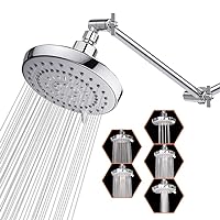 High Pressure Shower Head with 11 IN Adjustable Arm, HarJue Rainfall Showerhead with Shower Arm-Make Water Flow Down Vertically for Better Bathing Experience(5 In, Chrome)