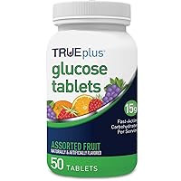 TRUEplus® Glucose Tablets, Assorted Flavor (Grape, Raspberry, Orange) - 50ct Bottle (1)