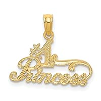 19.7mm 10k Gold Number 1 Princess Charm Pendant Necklace Jewelry for Women