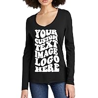 INK STITCH Women Dt135 Custom Printing Design Your Own Perfect Tri Vneck Long Sleeve Tees