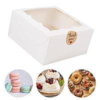 4x4x2.5 Inches White Bakery Boxes with Window, Cookie Boxes, Mini Cake Boxes, Dessert, Pastry, Small Treat Boxes, 50 Pcs