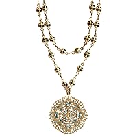 Goldtone Filigree Medallion Beaded Chain Necklace, 20