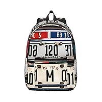 Old License Plate Print Canvas Laptop Backpack Outdoor Casual Travel Bag School Daypack Book Bag For Men Women