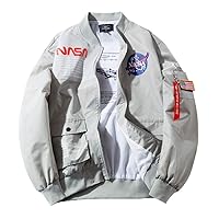 CORIRESHA Mens Apollo NASA Patches Slim Fit Bomber Jackets Windbreaker