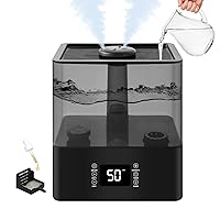 6L Humidifiers for Bedroom, Ultrasonic Cool Mist Humidifiers for Home Baby Nursery & Plants, Mist Top Fill Desk Humidifiers Essential Oil Diffuser with Adjustable Mist,360°Nozzle，Auto Shut-Off-Black