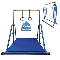 Foldable & Movable Gymnastics Kip Bar,Horizontal Bar for Kids Girls Junior,No Wobble Gym Equipment for Home Indoor,3' to 5' Adjustable Height,Gymnasts 1-4 Levels,300 lbs Weight Capacity
