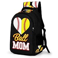 Funny Ball Mom Softball Baseball Travel Backpack Double Layers Laptop Backpack Durable Daypack for Men Women