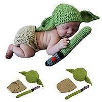 SPOKKI 3 PCS Newborn Photography Prop Baby Hat Knit Handmade Cover Diaper Costume for Infant Boy Girl Princess Twins (0-6 month)