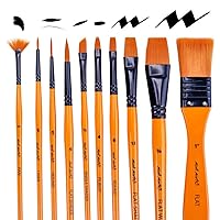 Mont Marte Gallery Series Acrylic Brush Set 6 Piece. Selection of Synthetic Hair Paint Brushes Suitable for Acrylic Painting