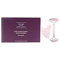 Anti-Ageing Facial Massage Tools - Helps Restore Your Perfect, Beautiful Skin While Eliminating Wrinkles - A Crystal That Soothes The Skin And Mind - Double-Ended Roller - Rose Quartz - 2 Pc