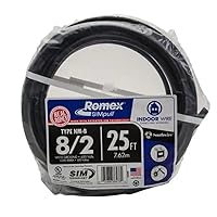 Southwire 28893621 8/2 AWG 25ft. Nonmetallic With Ground Sheathed Cable, Black