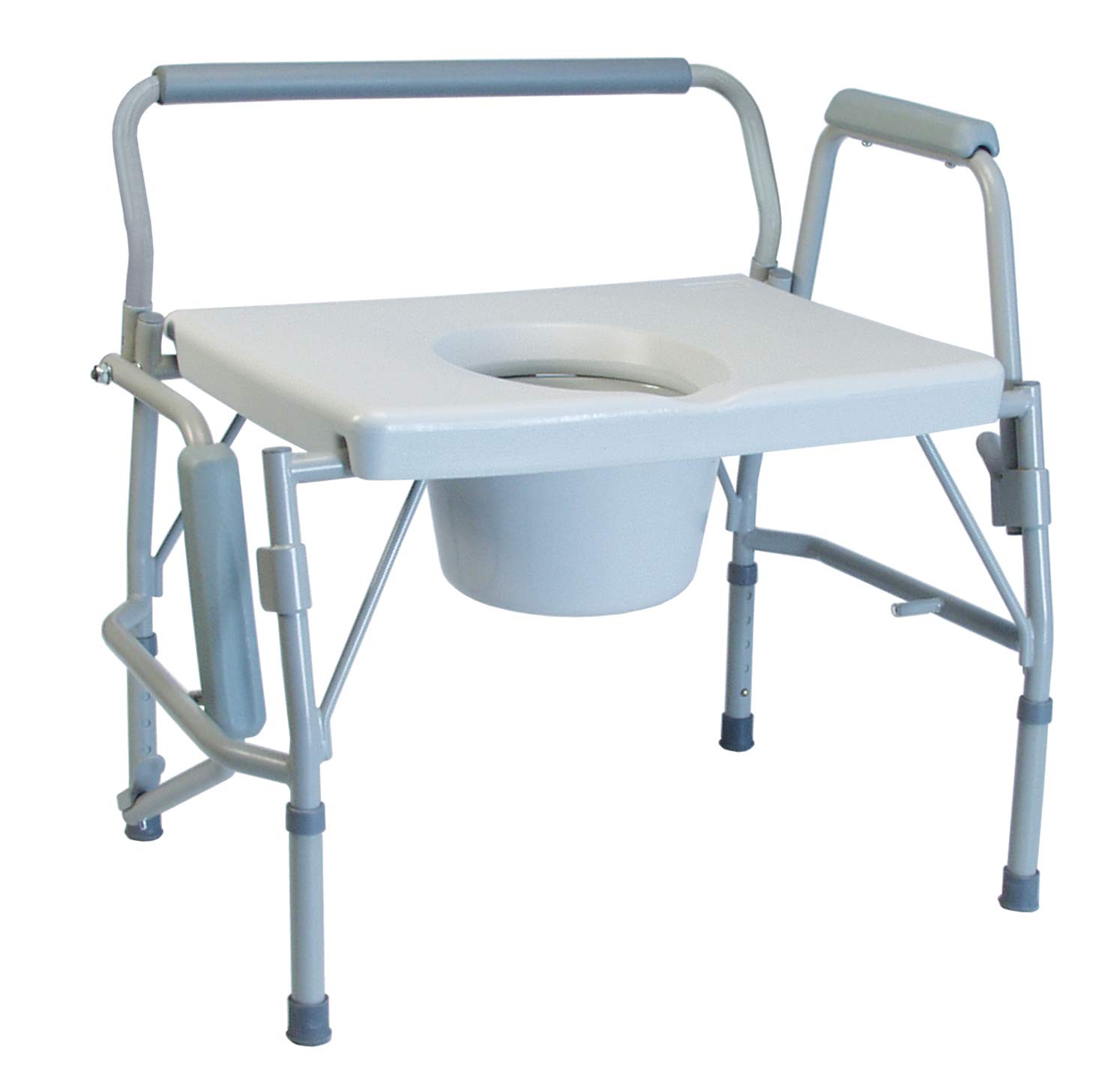 Lumex 3-in-1 Bariatric Bedside Commode Chair, Raised Toilet Seat, Toilet Safety Rails, Supports 600 lbs.