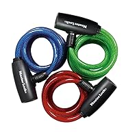 Master Lock 8127TRI Bike Lock Cables with Key, 3 Pack Keyed-Alike, Blue, Green, & Red, 6 ft. Long