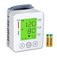 Wrist Blood Pressure Monitor, SollysMed Wrist Cuff Monitor Automatic Wristband Digital Adjustable Home BP with Large LCD Display Blood Pressure Machine, Stores up to 180 Readings for 2 Users (White)