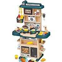 Kids Kitchen Playset for Toddlers 43-Piece - Pretend Food, Real Sounds & Lights, Play Sink, Cooking Stove with Steam - Perfect Kitchen Toy for Boys and Girls (Ages 1-3)